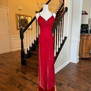 red y2k shimmer maxi dress formal